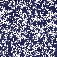 John Kaldor Leaf Trail Print Fabric, Navy/White