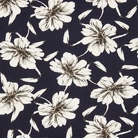 Montreux Fabrics Flower Print Fabric, White/Navy