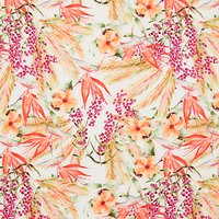 Oddies Textiles Tropical Floral Print Fabric, Pink/Orange
