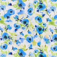 Indigo Fabrics Watercolour Blue Blossom Fabric, Blue