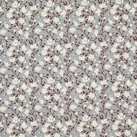 Rose & Hubble Floral Print Fabric, Grey/White