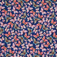 Oddies Textiles Vibrant Butterfly Print Fabric, Navy