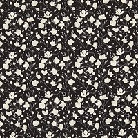Rose & Hubble Leaf And Flower Print Fabric, Black/White