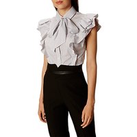 Karen Millen Super Frill Cotton Shirt, Black/White