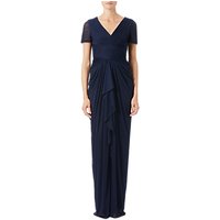 Adrianna Papell Petite Pin Tucked And Draped Gown, Midnight
