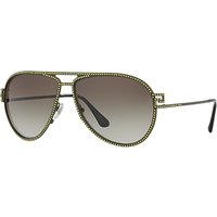 Versace VE2171B Studded Aviator Sunglasses, Green/Grey Gradient