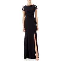 Adrianna Papell Side Pleat Crepe Knit Gown, Black
