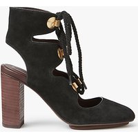 See By Chloé Edna Lace Up Block Heeled Court Shoes, Black