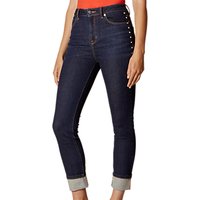 Karen Millen Side Stud Jeans, Dark Denim