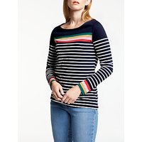 Boden Long Sleeve Breton Top, Rainbow Multi Stripe