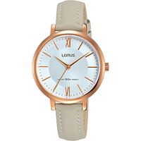 Lorus RG264LX7 Women's Leather Strap Watch, Grey/Gold