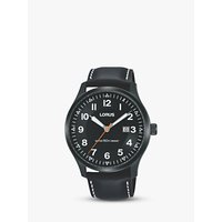 Lorus RH941HX9 Men's Date Leather Strap Watch, Black