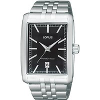 Lorus RS987AX9 Rectangular Casing Bracelet Strap Men's Watch, Black/Silver