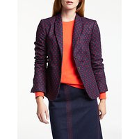 Boden Elizabeth British Tweed Blazer, Navy/Post Box Red