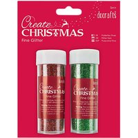 Docrafts Fine Glitter, Pack Of 2, Red/Green