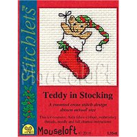 Mouseloft Teddy In Stocking Card Counted Cross Stitch Kit, Multi