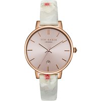 Ted Baker Women's Kate Leather Strap Watch, Mist/Rose Gold