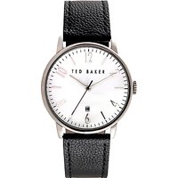 Ted Baker TE10030650 Men's Daniel Date Leather Strap Watch, Black/White