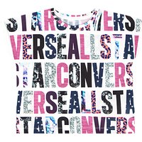 Converse Girls' Party Print T-Shirt, White/Pink