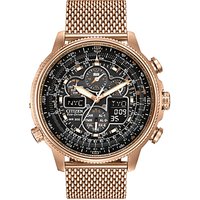 Citizen JY8033-51E Men's Promaster Navihawk Eco-Drive Chronograph Mesh Bracelet Strap Watch, Rose Gold/Black