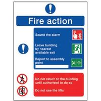 The House Nameplate Company PVC Self Adhesive Fire Action Sign (H)200mm (W)150mm