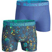 Bjorn Borg Floral Plain Trunks, Pack Of 2, Blue