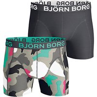 Bjorn Borg Block Camo Print Trunks, Pack Of 2, Black/Grey