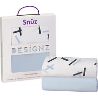 Snüz Baby Geo Print Bedside Crib Fitted Sheet, Pack Of 2