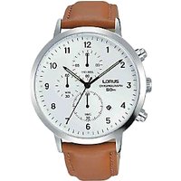Lorus RM319EX9 Men's Chronograph Date Leather Strap Watch, Tan/White