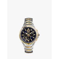 Seiko SSC642P1 Coutura Men's Chronograph Solar Bracelet Strap Watch, Silver/Yellow Gold