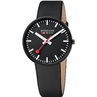 Mondaine A6603032864SBB Unisex Evo Giant Leather Strap Watch, Black