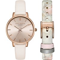 Ted Baker Women's Kate Leather Strap Watch, Baby Pink/Rose Gold