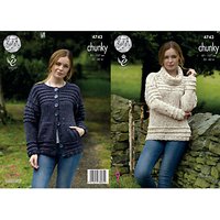 King Cole Chunky Tweed Women's Jumper And Cardigan Knitting Pattern, 4743