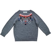Outside The Lines Girls' Knot Detail Fringed Jumper, Grey