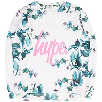Hype Girls' Side Plant Crew Neck Sweatshirt, White
