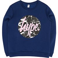 Hype Girls' Marble Circle Print Crew Neck Sweatshirt, Navy