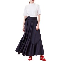 Finery Voile Wrap Skirt, Washed Navy