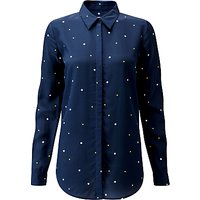 Pure Collection Washed Silk Blouse, Navy/Multi