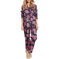 Hush Hydrangea Cotton Pyjamas, Navy/Pink