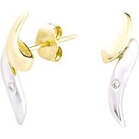 A B Davis 9ct Gold Twist Diamond Stud Earrings