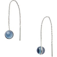 Skagen Sea Glass Chain Drop Earrings, Silver/Blue