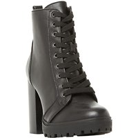 Steve Madden Laurie Lace Up Block Heeled Ankle Boots, Black Leather