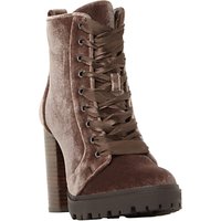 Steve Madden Laurie Lace Up Block Heeled Ankle Boots, Taupe Velvet