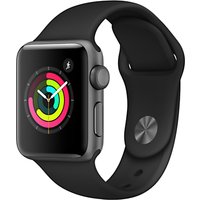 Apple Watch Series 3, GPS, 38mm Space Grey Aluminium Case With Sport Band, Black