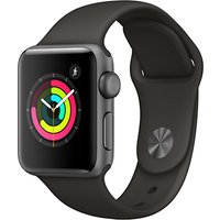 Apple Watch Series 3, GPS, 38mm Space Grey Aluminium Case With Sport Band, Grey