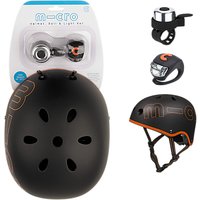 Micro Scooter Helmet Bell And Light Safety Set, Black, Small