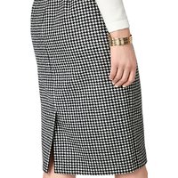 Pure Collection Dog Tooth Wool Pencil Skirt, Black/White