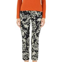 Marc Cain Floral Print Cropped Trousers, Black