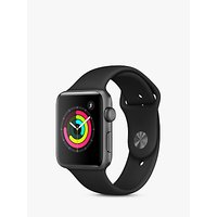 Apple Watch Series 3, GPS, 42mm Space Grey Aluminium Case With Sport Band, Black
