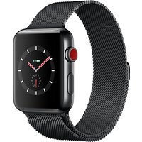 Apple Watch Series 3, GPS And Cellular, 42mm Space Black Stainless Steel Case With Milanese Loop, Space Black